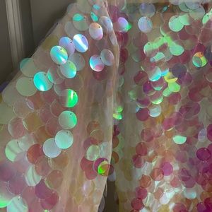 Cropped sequin jacket white pink blue iridescent One Size